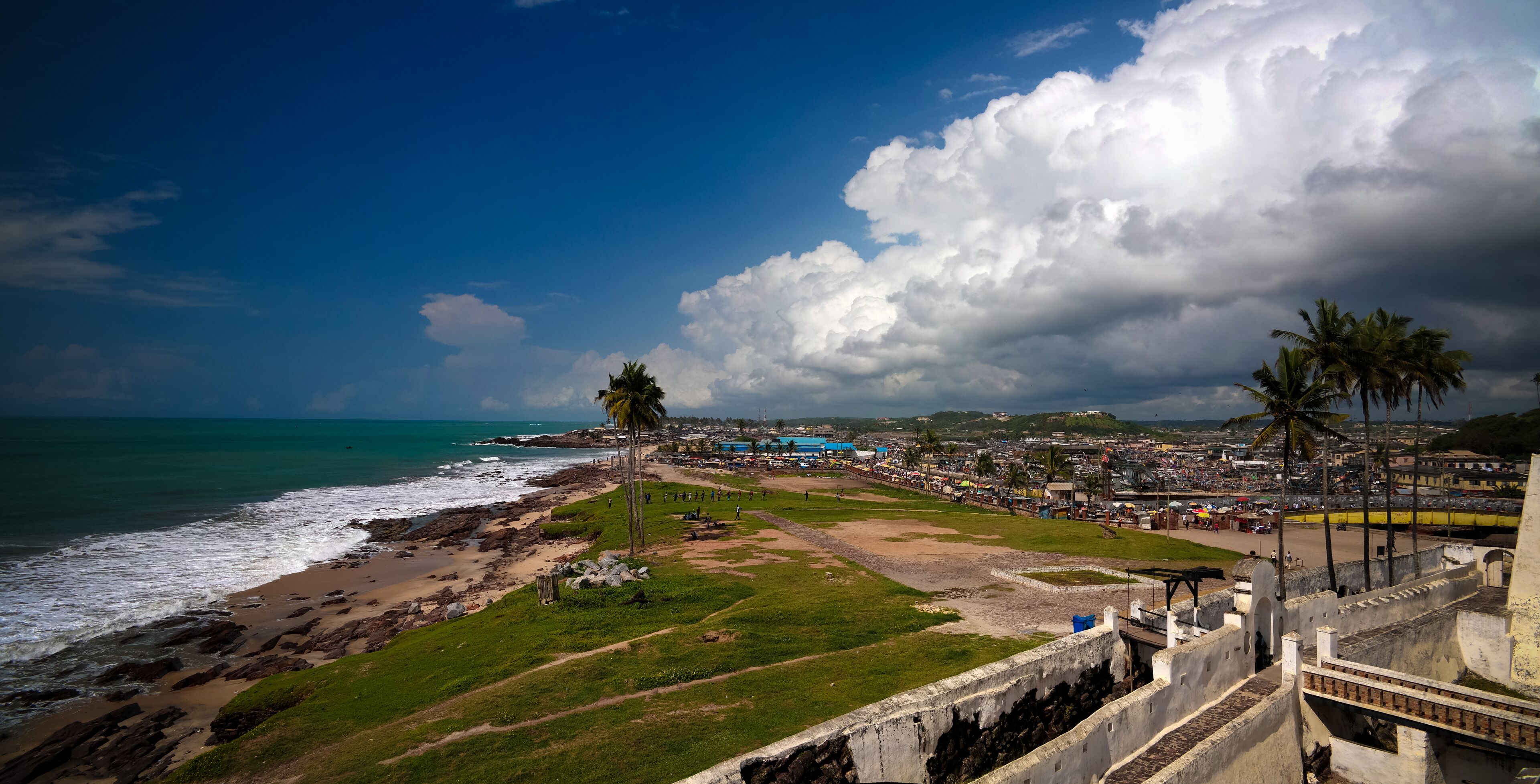 Landscape view from the roof of Elmina castle and fortress, Ghana