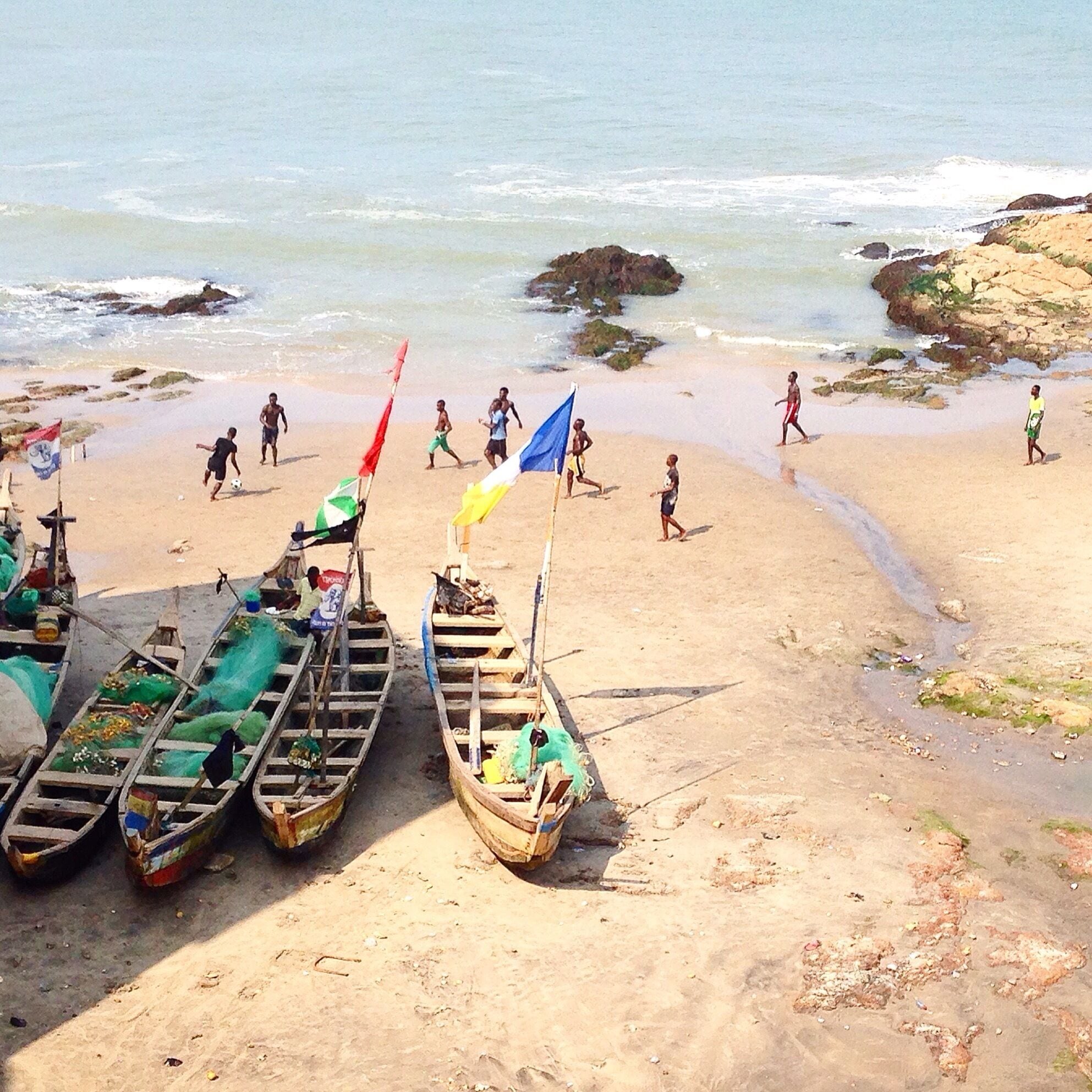 From the battlements of Cape Coast Castle you can watch the local boys play beach footbal and the local fisherman head out in their rickety wooden boats. The tour given at the castle, a major position in the Atlantic Slave Trade, is one of the most informative I've ever taken. Also stay at Oasis Beach Resort just down the road.