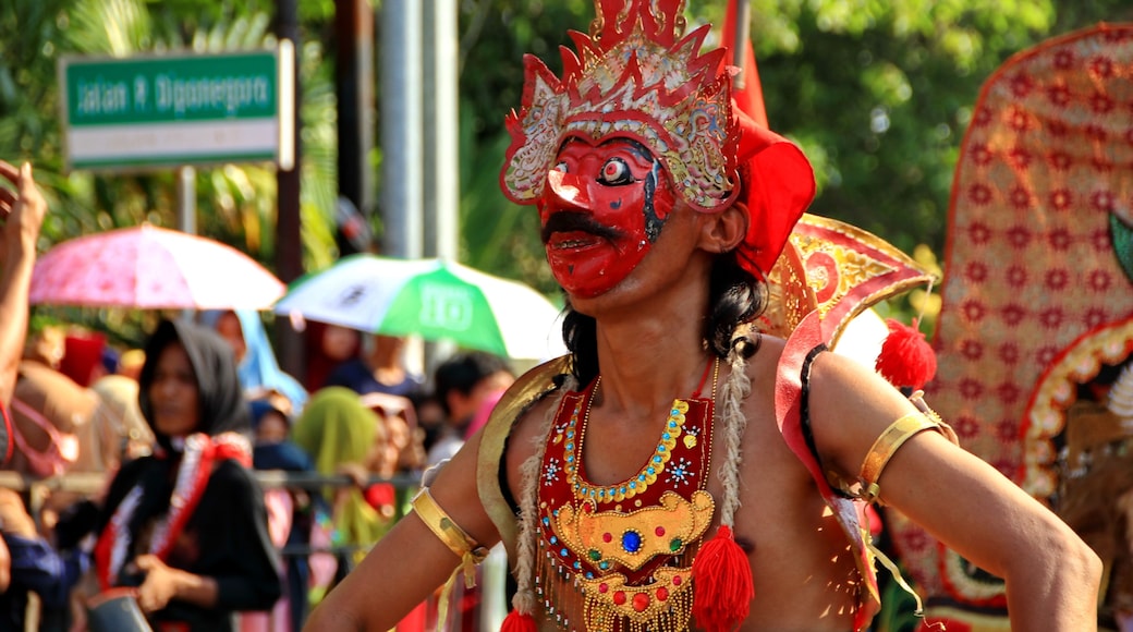 Pekalongan,Central Java/Indonesia - 6 October April 2019 : participants parade in puppet costumes while in action, Reog Ponorogo player