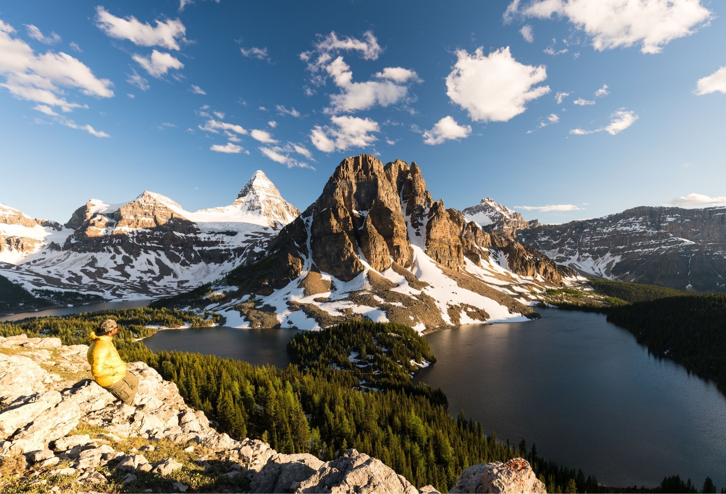 Taking in the view of the Canadian rockies from bun peak 