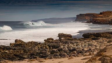 Massive ocean swells breaking onto Surf Point and the Zuytdorp cliff on Dirk Hartog Island, Western Australia