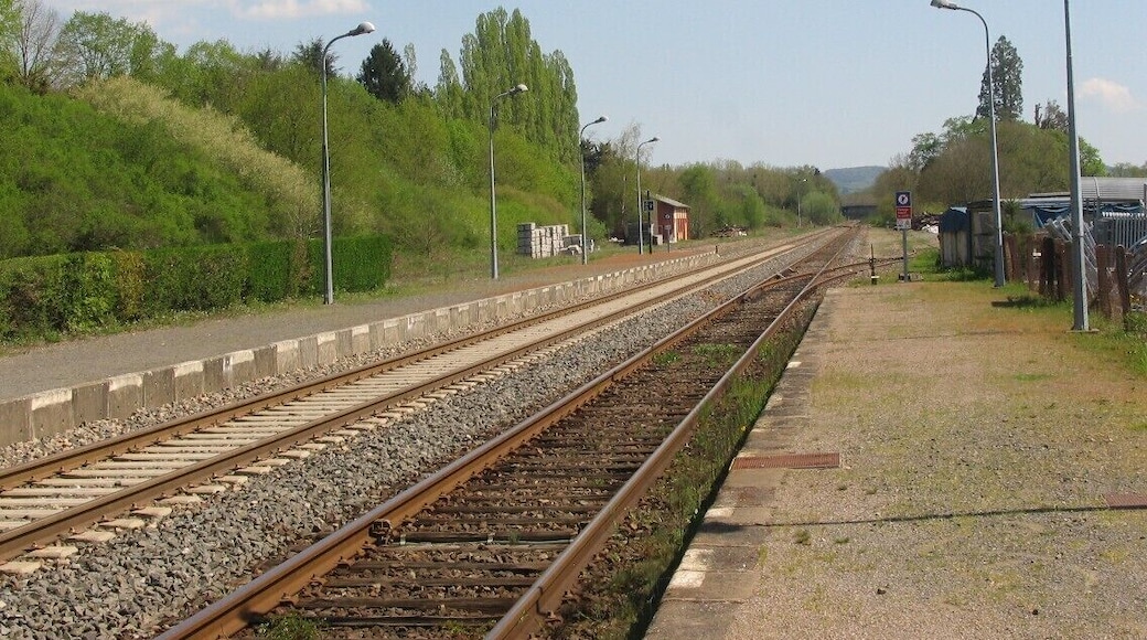 Quais gare de Luzy, Nièvre, vue O-E direction Le Creusot, Saône et Loire.