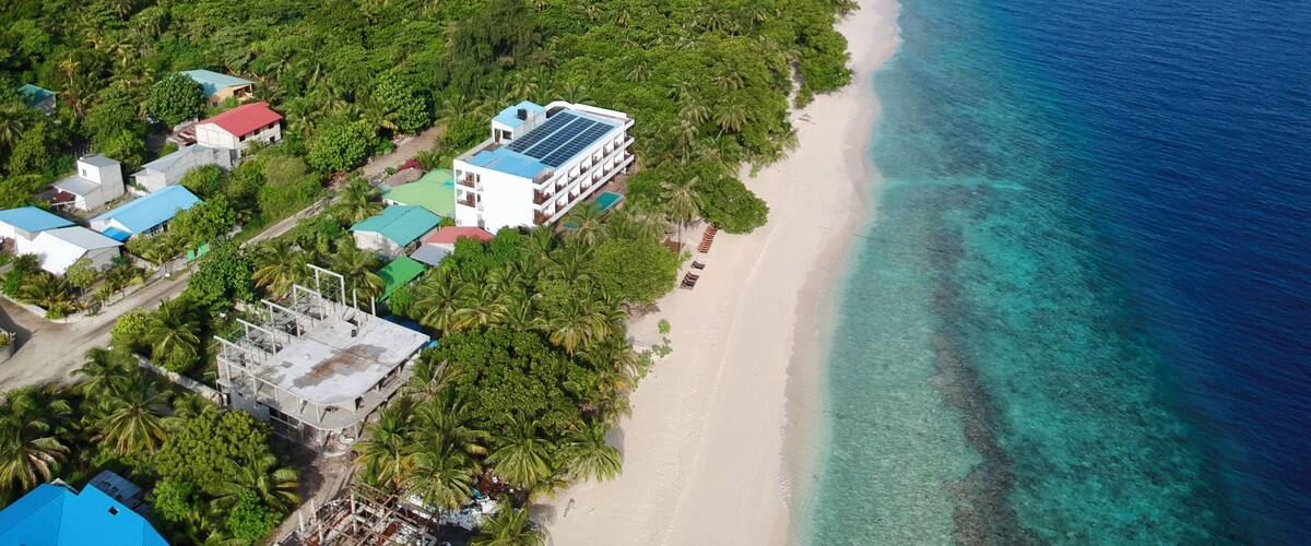 A small island about 25mins flight away from Male