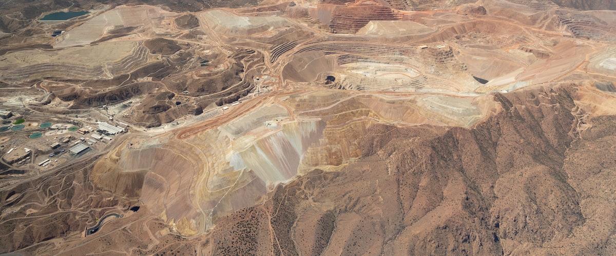 Aerial view of Morenci, Arizona copper mine which is the largest in North America.