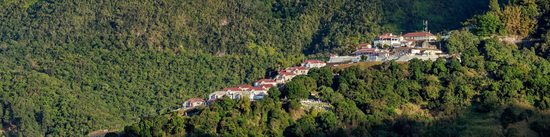View towards Newcastle JDF Camp, Blue Mountains, Saint Andrew Parish, Jamaica, West Indies, Caribbean, Central America