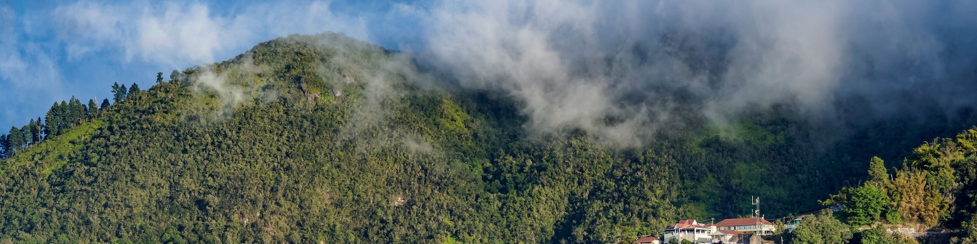 View towards Newcastle JDF Camp, Blue Mountains, Saint Andrew Parish, Jamaica, West Indies, Caribbean, Central America