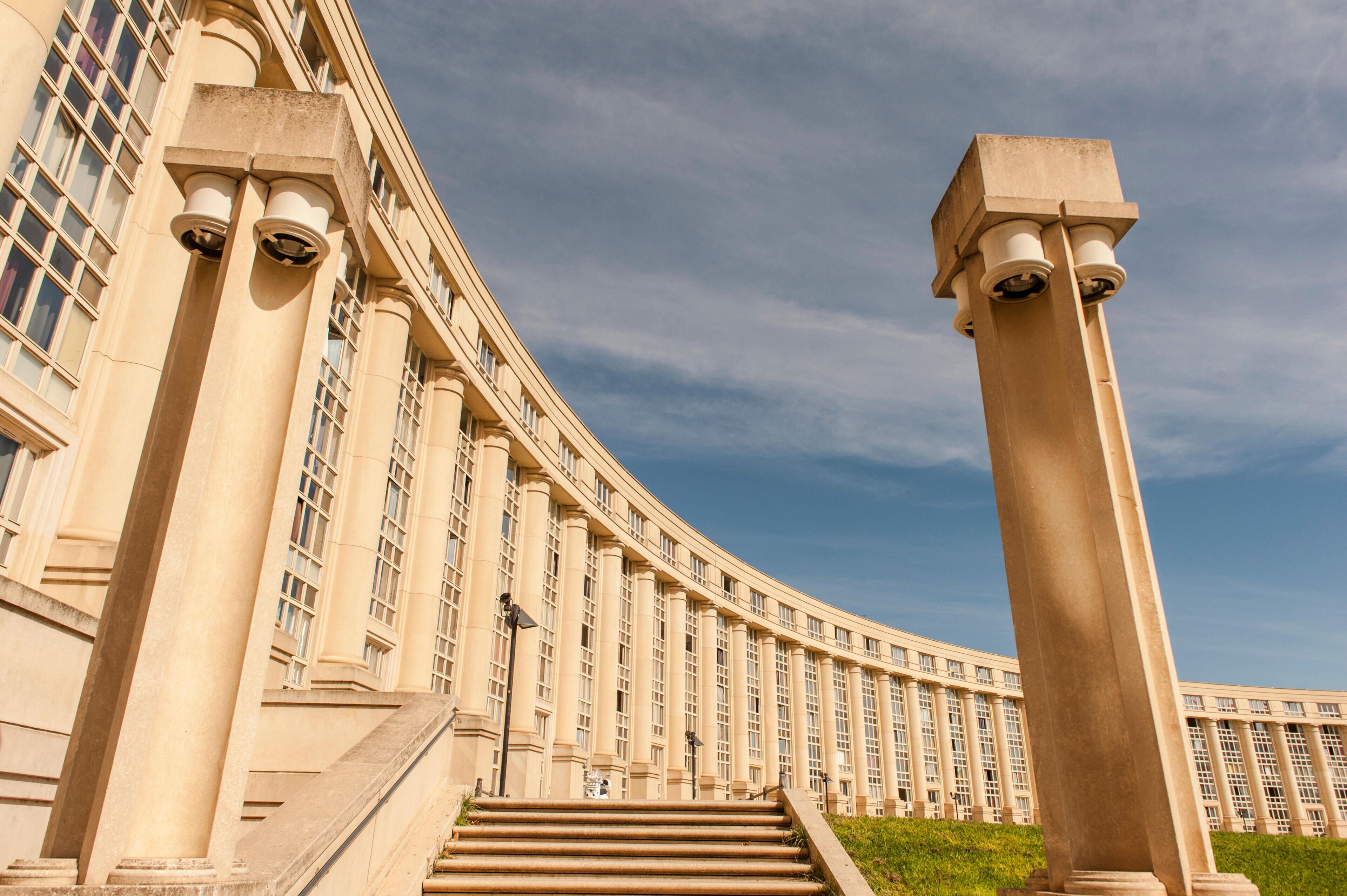 PR3G0W L'Esplanade de l'Europe and Place de l¬íEurope at the Antigone neighbourhood of Montpellier, France