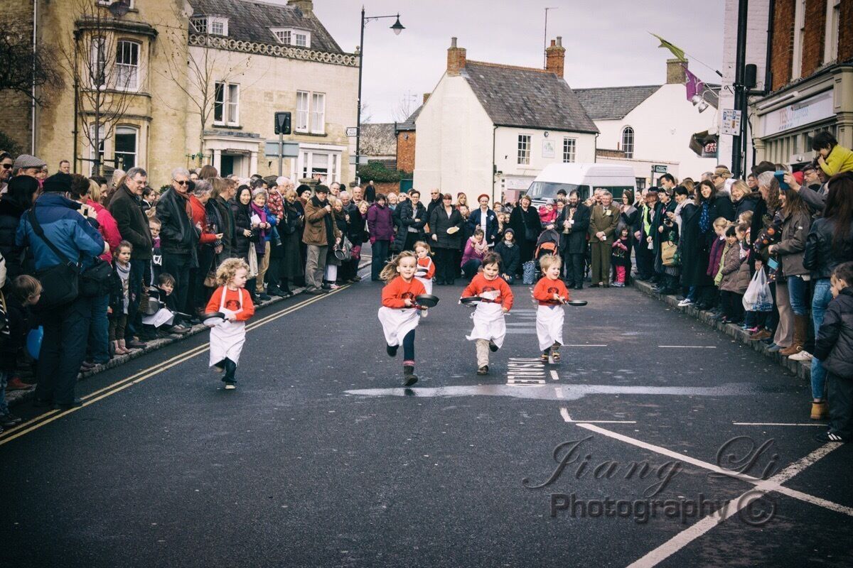 Yearly Olney pancake race.
