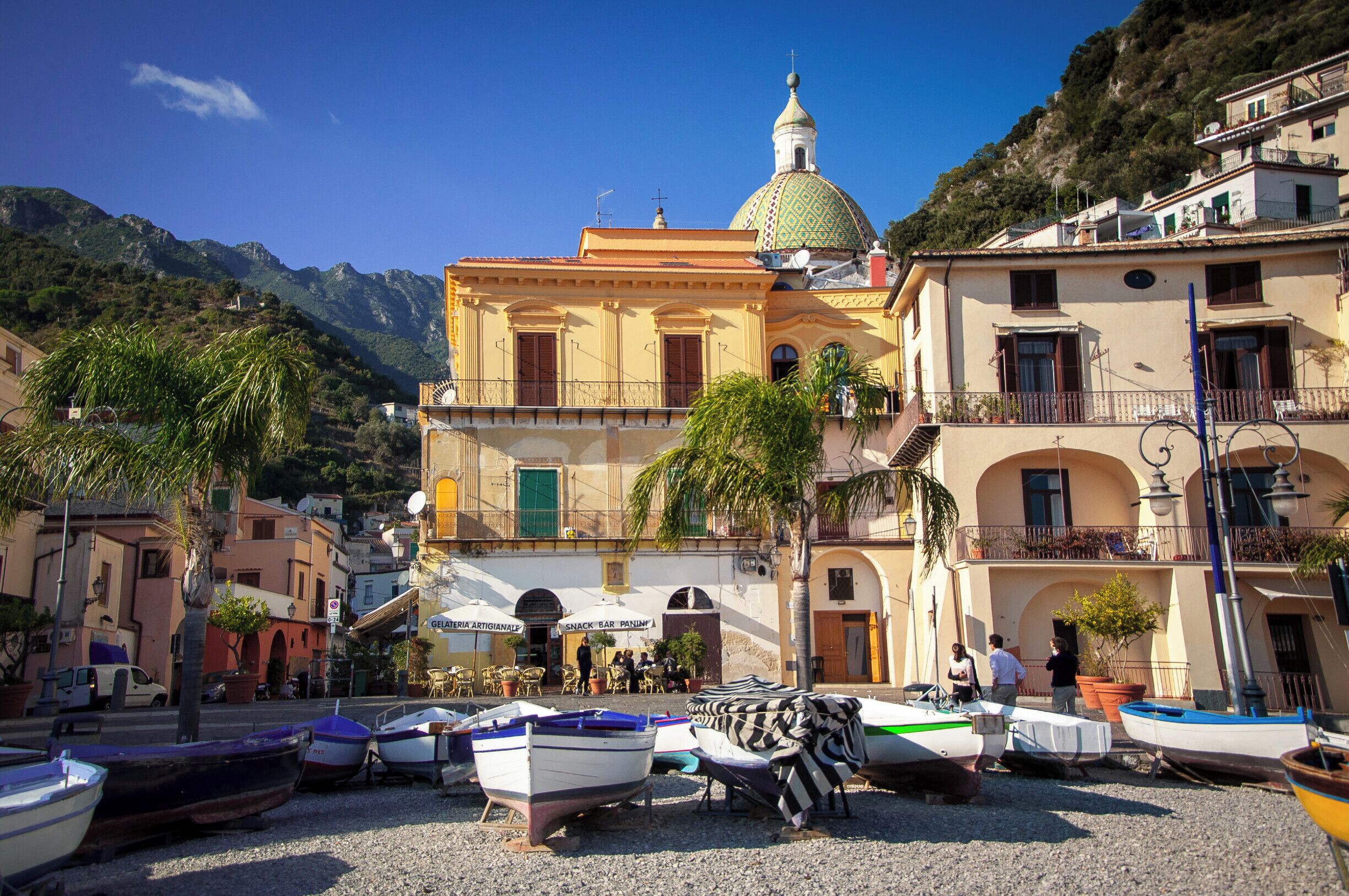 Cetara is a town in the Campania region of south-western Italy. It is located in the territory of the Amalfi Coast. The village was originally a settlement for a group of armed Muslims in 880. Characterized to be a village of fishermen (especially of tuna), its name take origins probably from the Latin word Cetaria (in Greek Ketèia), meaning almadraba (in Italian tonnara); or cetari, meaning fishmongers of big fishes.