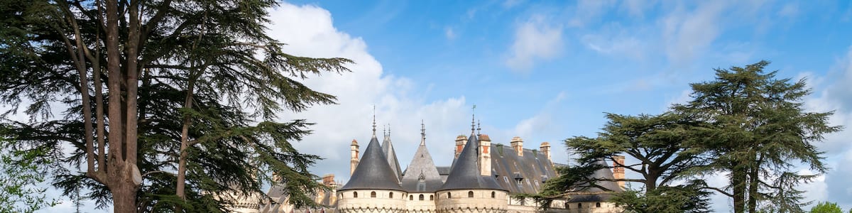 View of the Chateau Chaumont-sur-Loire, a medieval castle on the banks of the Loire, between the towns of Amboise and Blois on a sunny summer day, Loir-et-Cher, France
