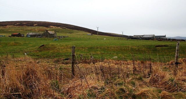 Newhouse and Netherhouse Left and right, respectively. The hill to the left is the delightfully named "Rowamo".