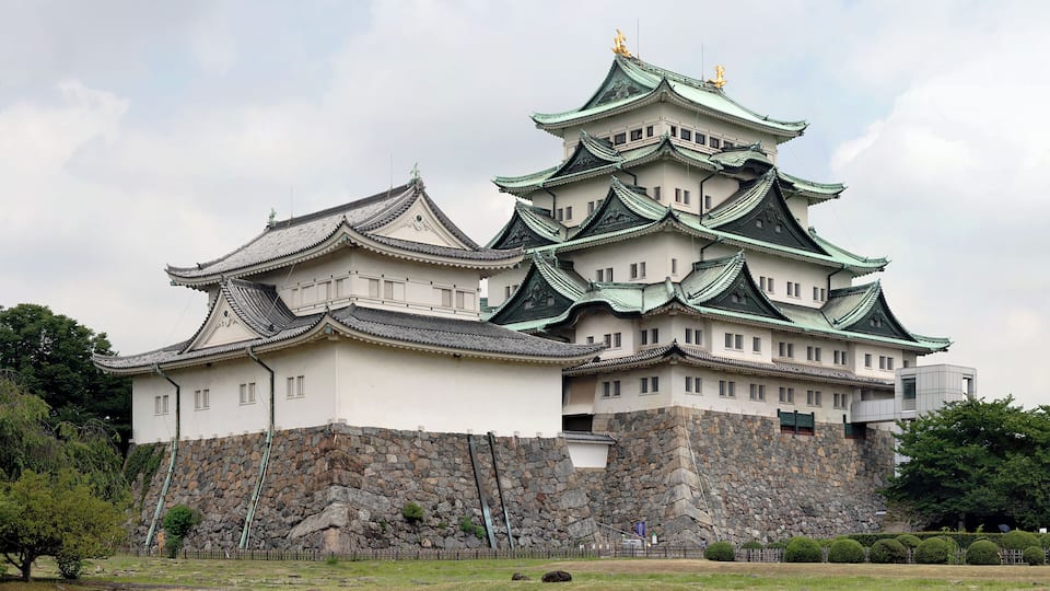 The keep of Nagoya Castle (名古屋城, Nagoya-jō) located in Nagoya, Aichi Prefecture, Japan. Originally built around 1525, destroyed during World War II. Reconstructed in 1959, currently under exhibition.