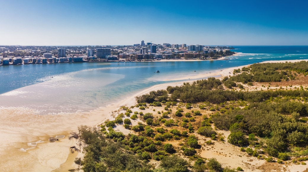 Aerial view of Pumicestone Passage, Bribie Island and Caloundra, Sunshine Coast, Queensland, Australia