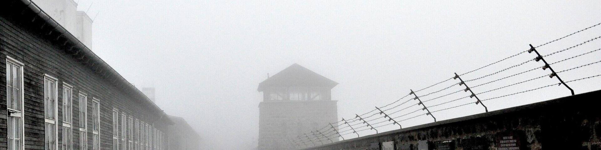The day was sunny until we dropped into the valley that houses this notorious concentration camp.