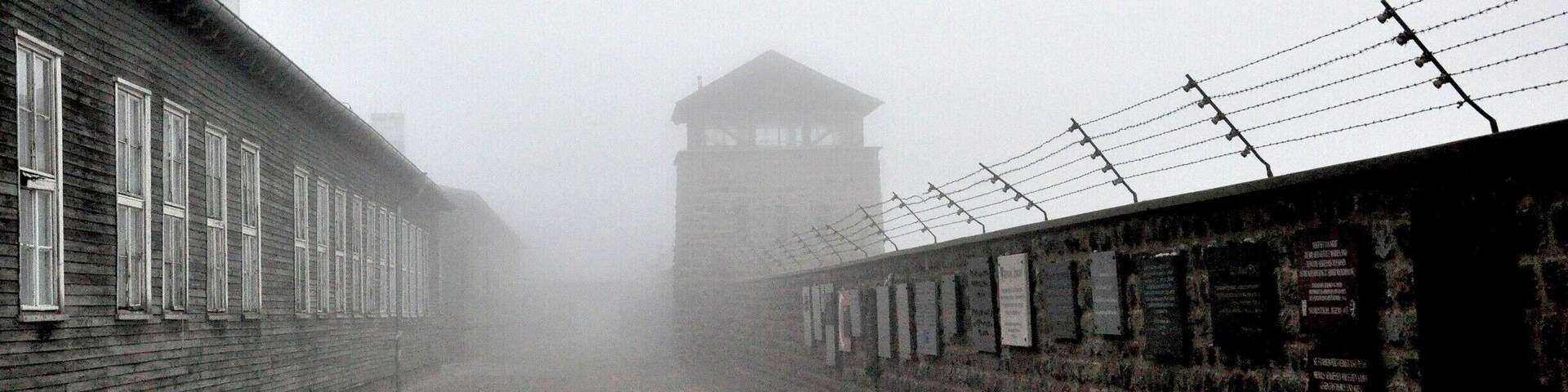 The day was sunny until we dropped into the valley that houses this notorious concentration camp.