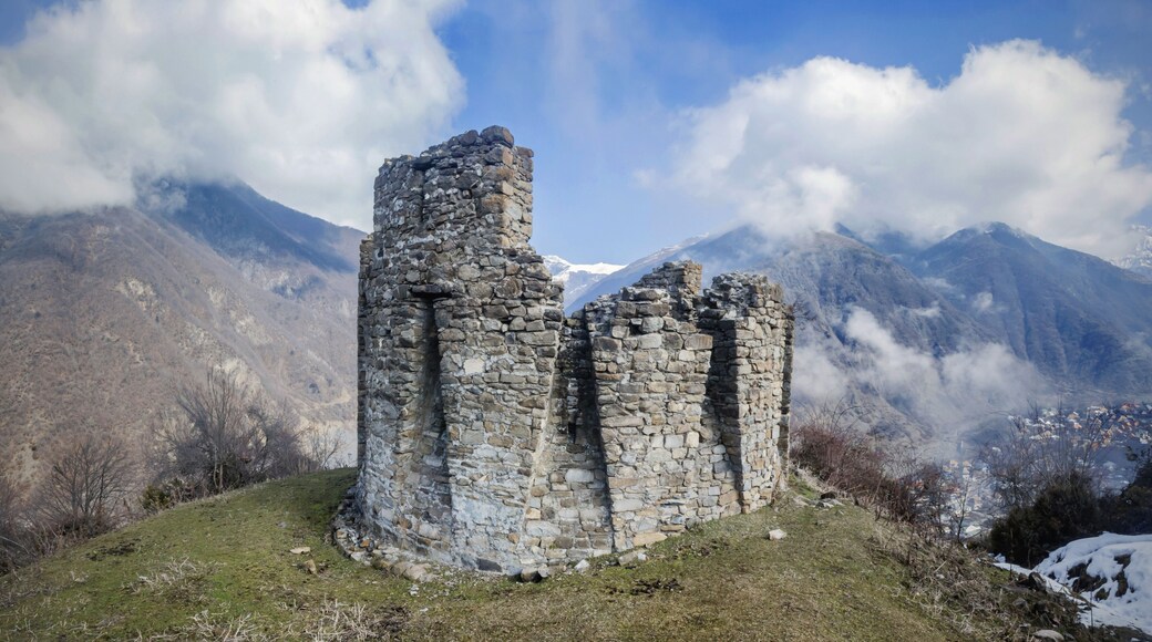 Ruins of a 16th century tower in Ilisu, a Greater Caucasus mountain village in north-western Azerbaijan