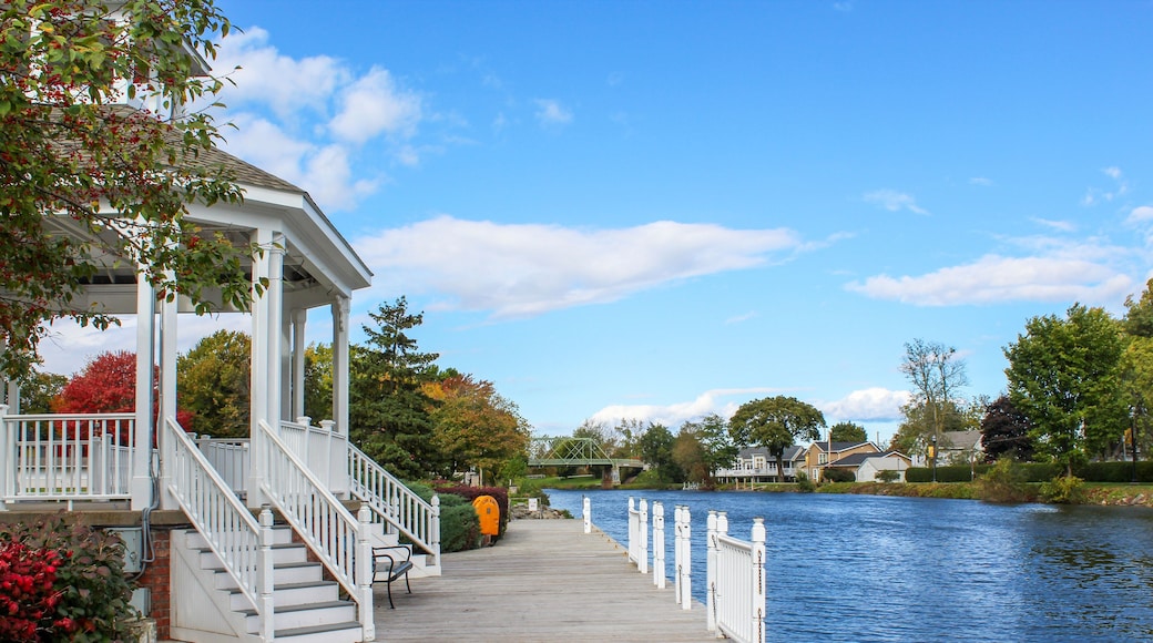 Gazebo and boat dock on the Eire Canal at Spencerport, NY
