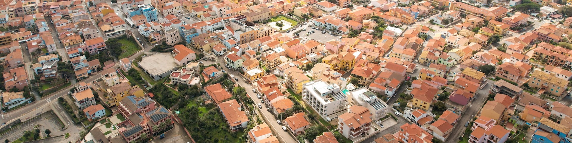 Santa Teresa Gallura is a town on the northern tip of Sardinia, on the Strait of Bonifacio, in the province of Sassari, Italy. Fhotographed from the top with a drone