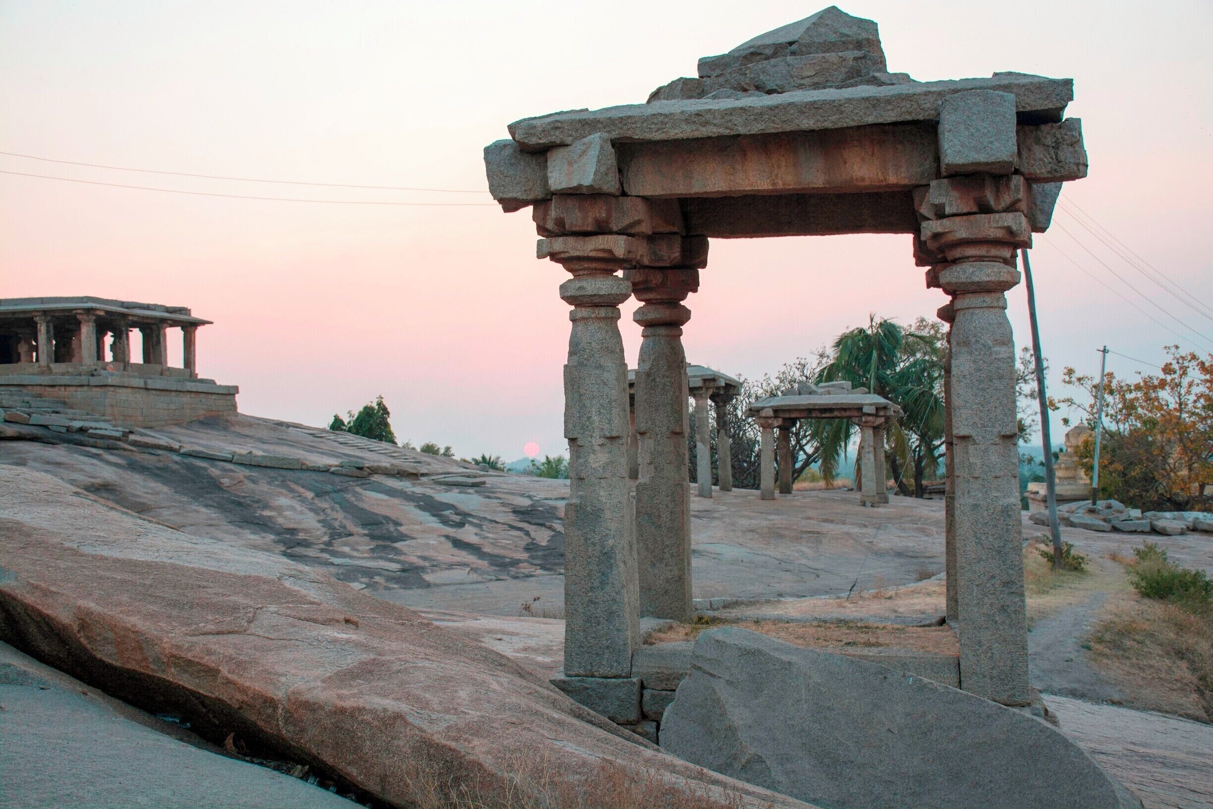 Reconstructed (I think) ruins of the once huge city of Vijayanagara, around 1500 C.E. The second largest city in the world. Hampi, India.