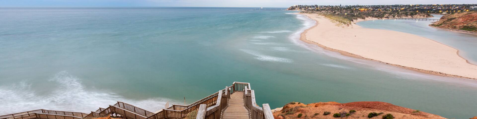 The Southport stairs at sunrise located in Port Noarlunga South Australia on december 14th 2020