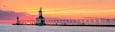 St. Joseph Lighthouses Sunset Panorama - Lake Michigan Coast at St. Joseph, Michigan