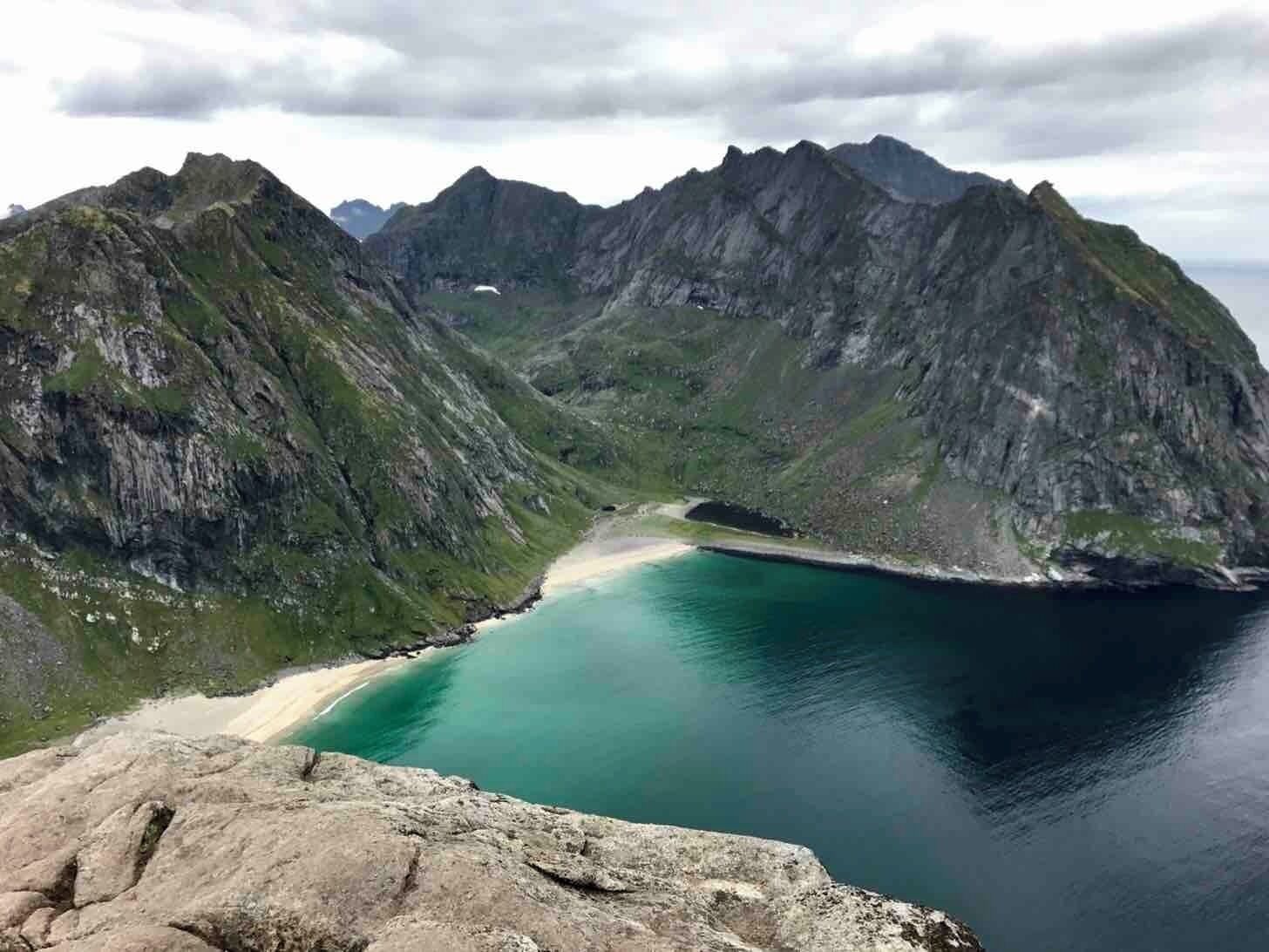 Beautiful hike - Ryten is the hike, Kvalvika is the beach. Definitely worth doing!