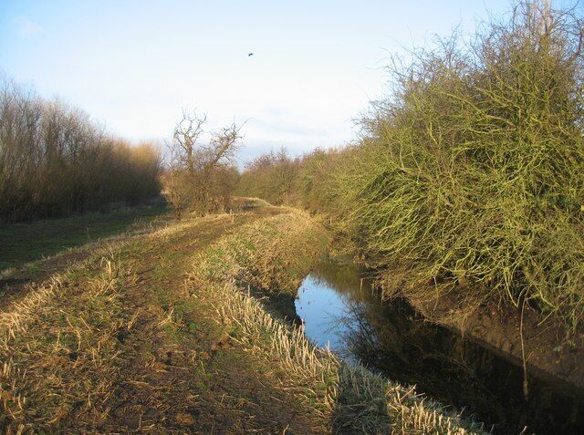 Ditch & dyke Raised footpath along the east side of Elney Lake.