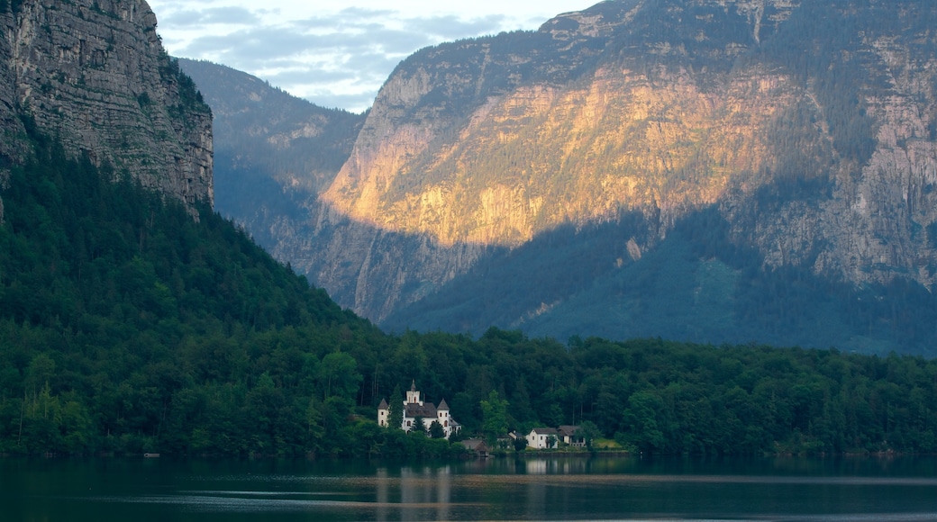 Hallstatt Lake featuring mountains and a lake or waterhole