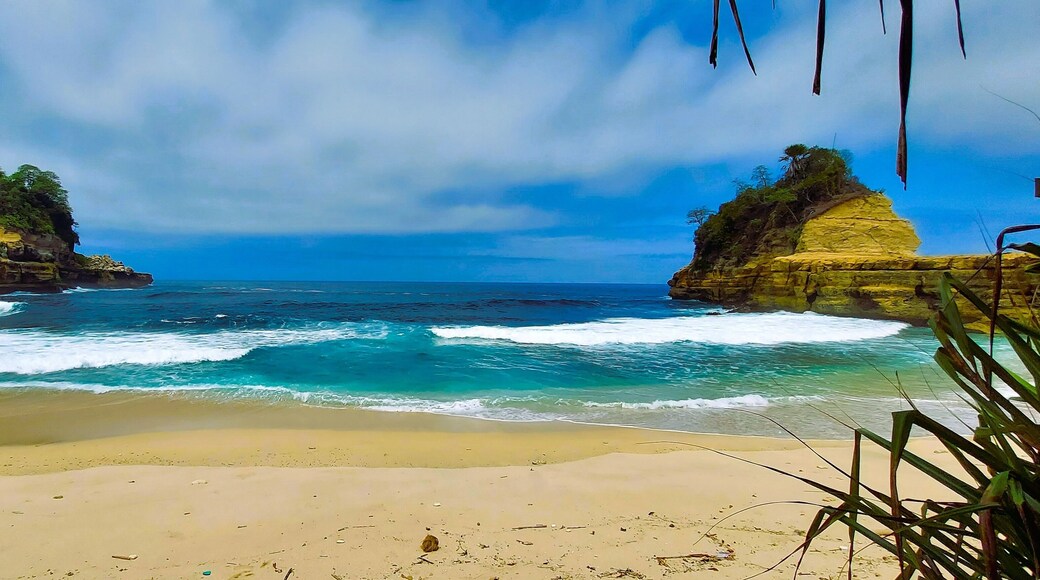 Beautiful landscape of Patuk Gebang hidden beach on Tulungagung, East Java, Indonesia.