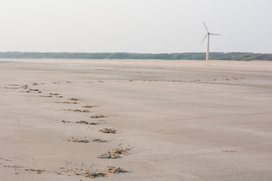 The photo captures the footsteps of a camel leading to a windmill at some distance.
Mandvi is a small town beach in Gujarat near Kutch and its beauty lies in simplicity. Be sure to discover the town on foot or maybe try a camel ride on the beach.
#LifeAtExpedia #mandvi #beach #gujarat