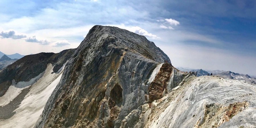 This is Matterhorn mountain, the highest peak in the Wallowas, Sacajawea is the neighboring Peak.