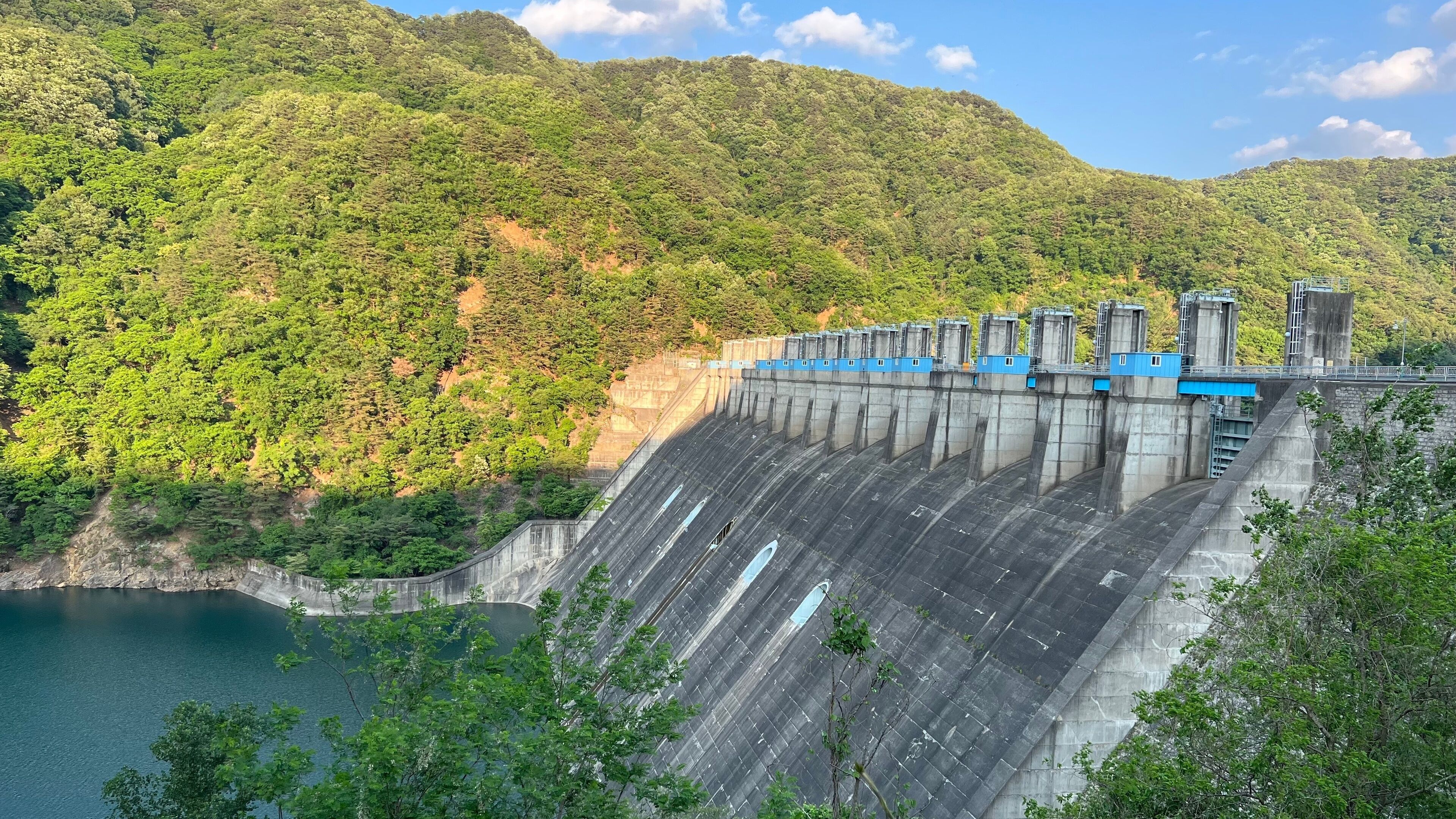 Hwacheon dam on the river. Gangwondo, South Korea