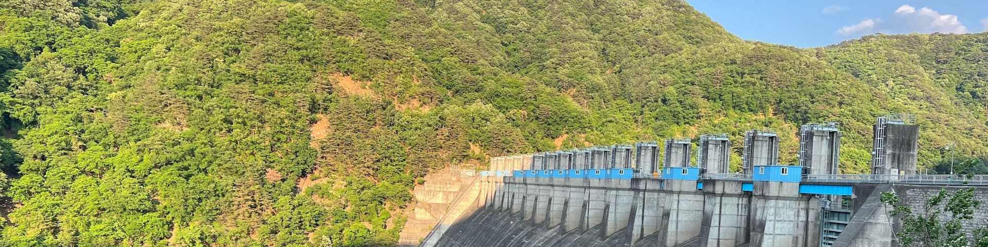 Hwacheon dam on the river. Gangwondo, South Korea