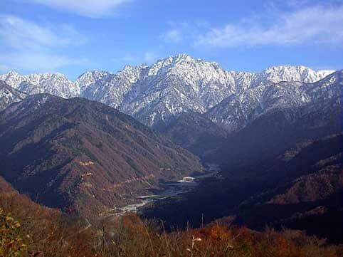 Mount Tsurugi and Hayatsuki river seen from the WNW.