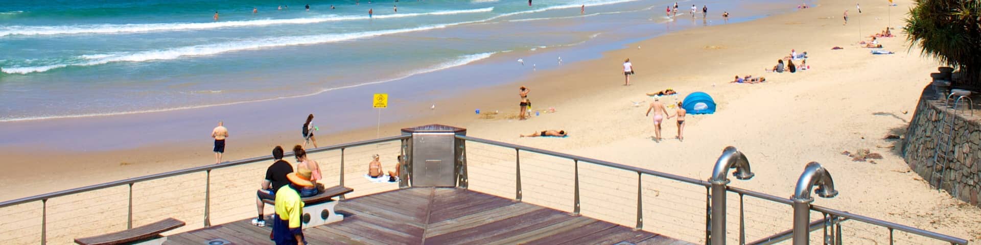 Mooloolaba which includes landscape views, a beach and views