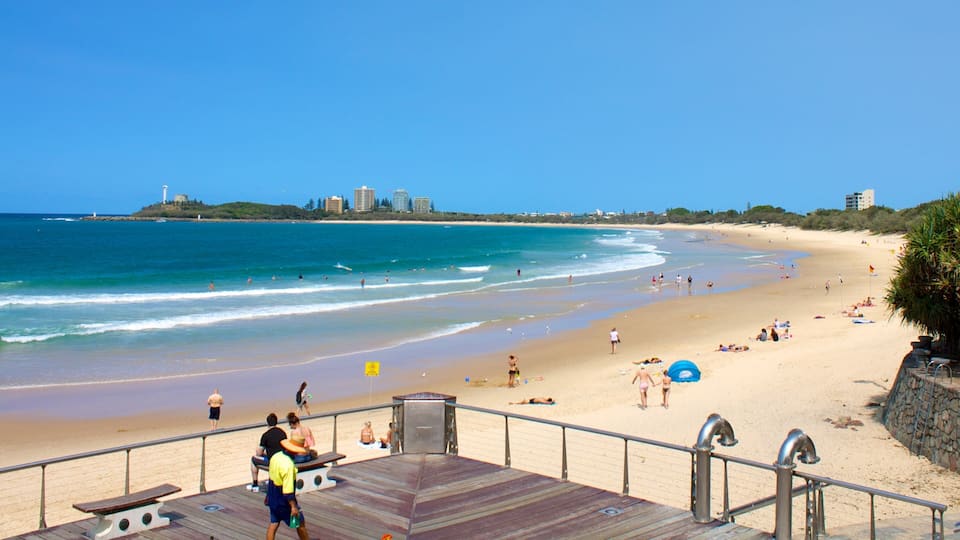 Mooloolaba which includes landscape views, a beach and views
