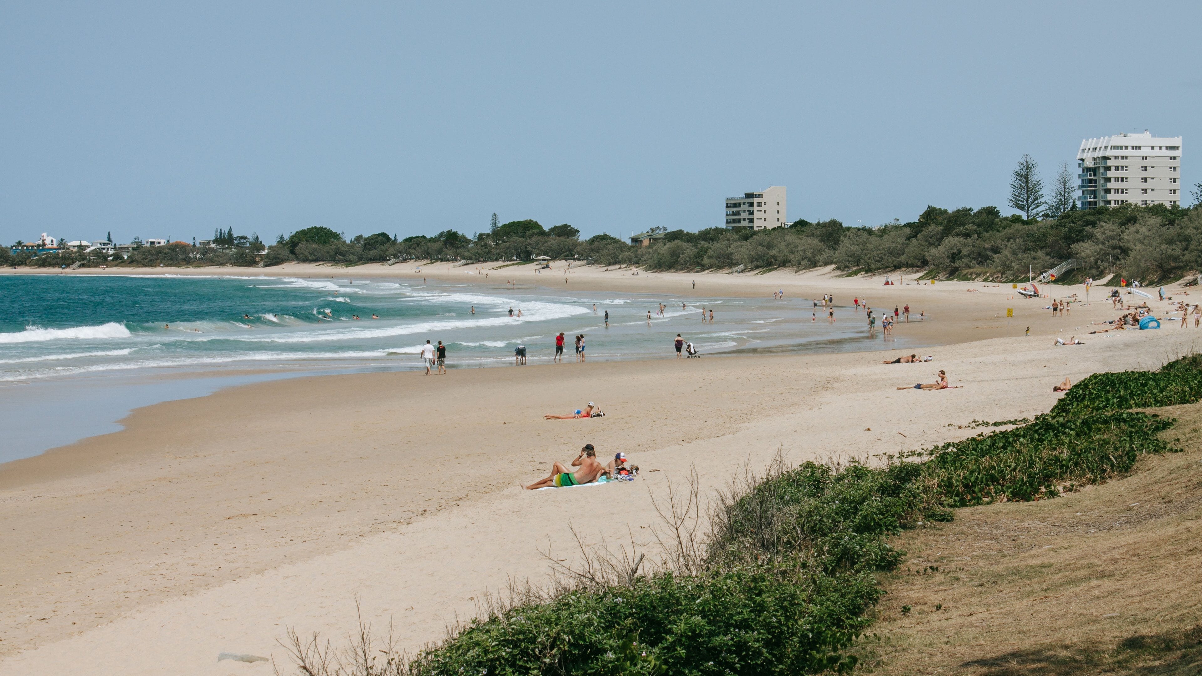 Mooloolaba Esplanade which includes general coastal views and a beach