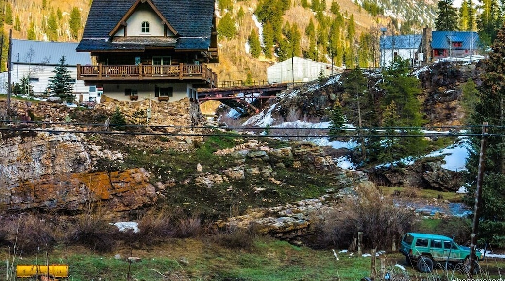 This is built with the earth it looks like this house is part of the foundation.