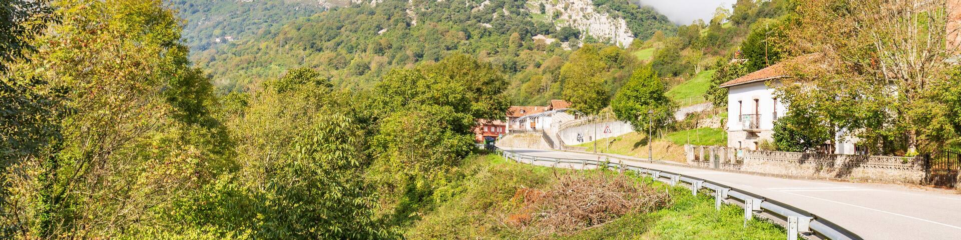 a view of Trescares village, Peñamellera Alta, Asturias, Spain