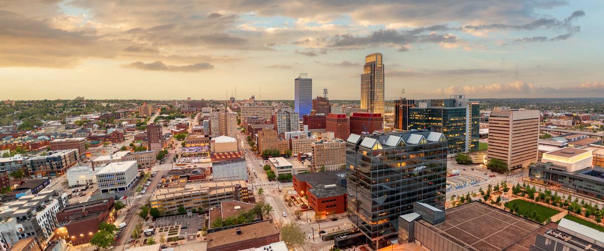 Omaha, Nebraska, USA Downtown Skyline