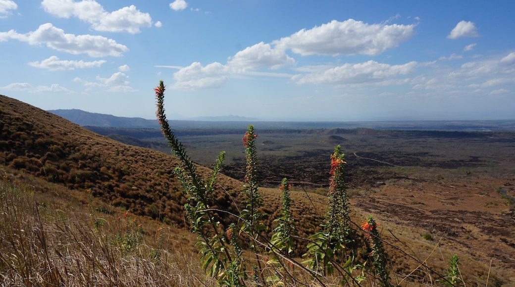 Looking out over the jagged lava fields from the top of Masya Volcano.