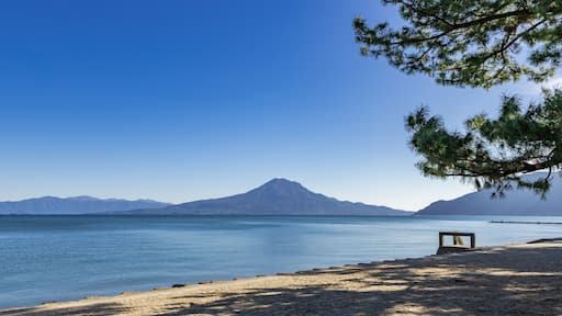 重富海岸から見た桜島の風景 鹿児島県姶良市