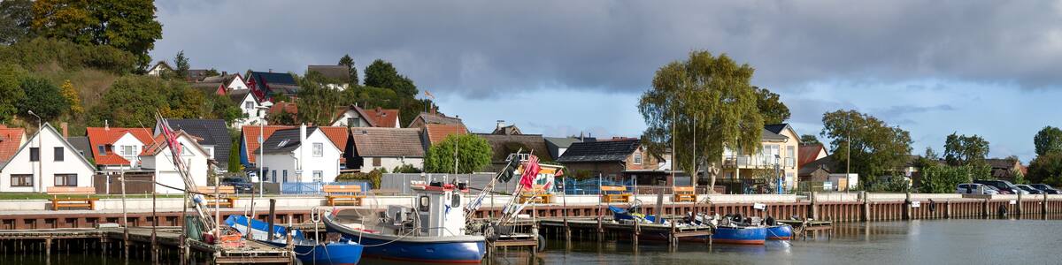 Panorama kleiner Hafen Kamminke Oderhaff Usedom