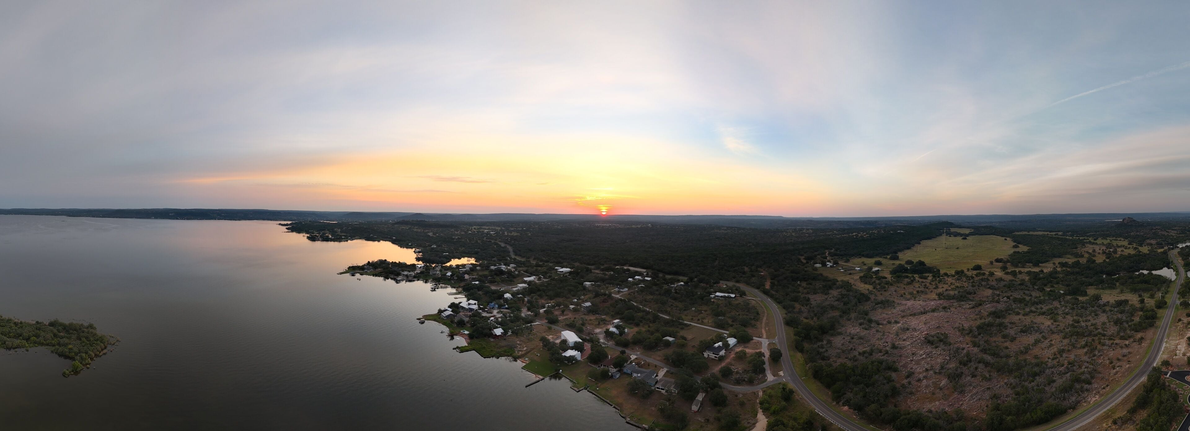 Sunrise at Bluffton peninsula at Lake Buchanan.
