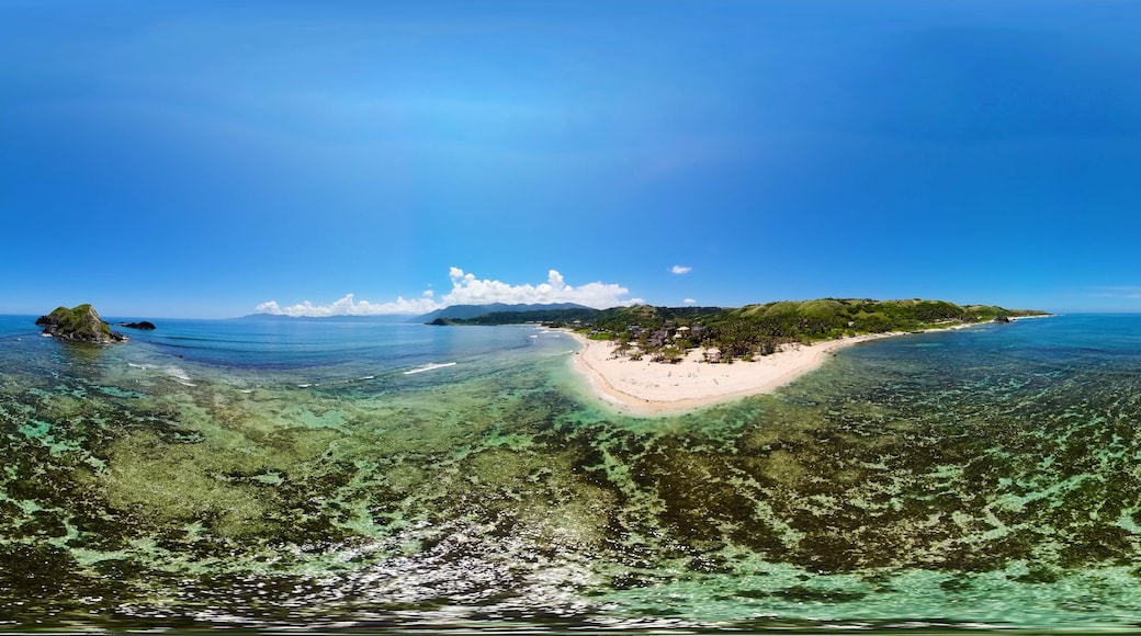 Tropical sandy beach and blue sea. Pagudpud. Philippines. VR 360.