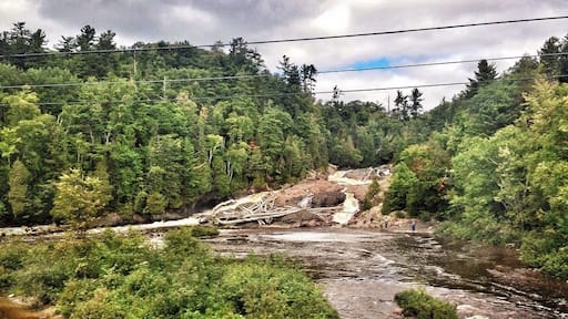 Chippewa Falls. I've hiked here quite sometime ago and it was incredible to see it again and managed to take a picture from the bus.
This is a great area for hiking but remember to be bear aware as well as keeping an eye out for coyotes and wolves.