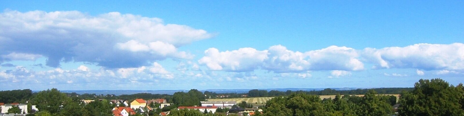 Blick in Richtung Greifswalder Bodden aus einer der Schallöffnungen Kirche in Wusterhusen, Vorpommern-Greifswald, Mecklenburg-Vorpommern
