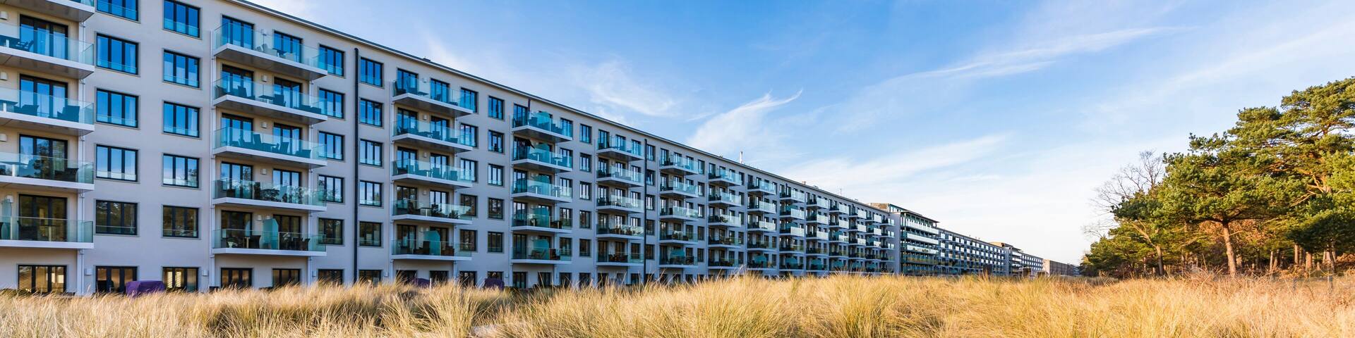 Germany, Mecklenburg-West Pomerania, Ruegen Island, Binz, district Prora, Colossus of Prora, Apartment buildings