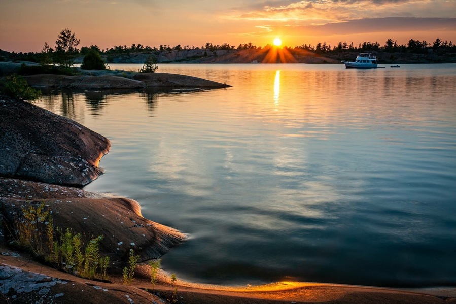 Amazing sunset in the Bad River Channel, French River Provincial Park