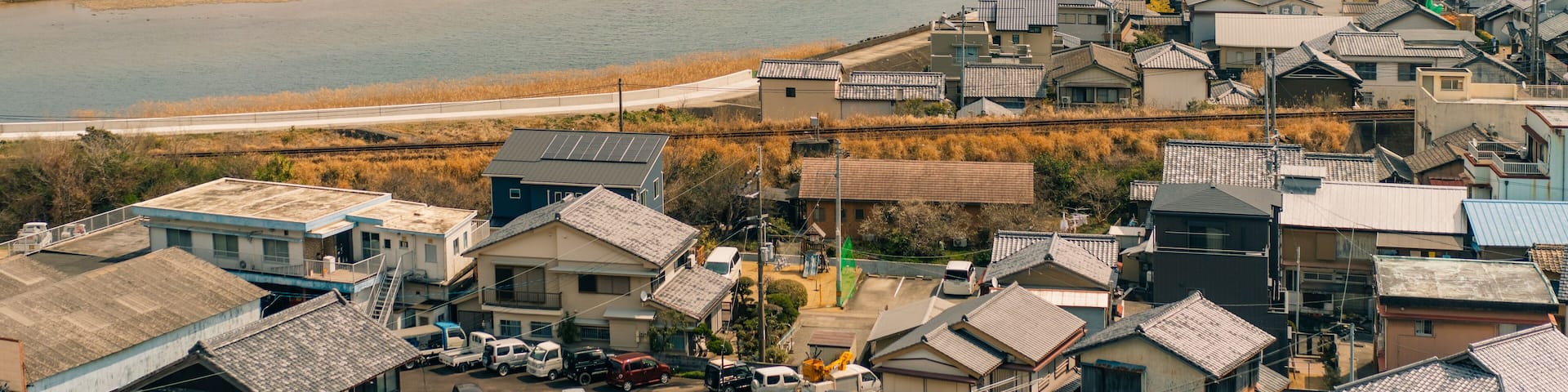 Aerial view of Minami, Kaifu District, Tokushima, Japan